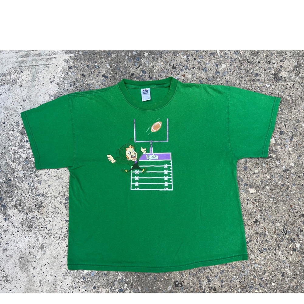 Vintage 2006 Lucky Charms Leprechaun Football Green Graphic Shirt XL